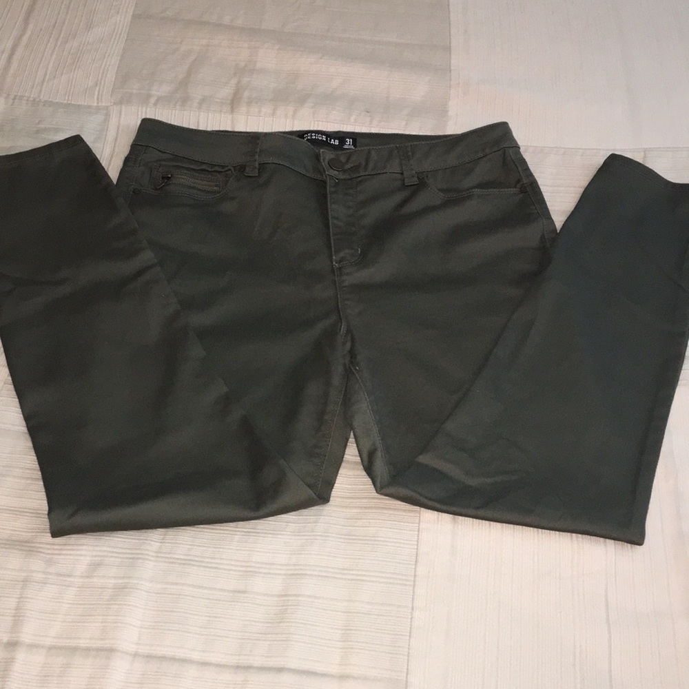 DESIGN LAB OLIVE GREEN SKINNY JEANS